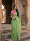 Indiehaat | Pure Cotton Handloom Saree Green