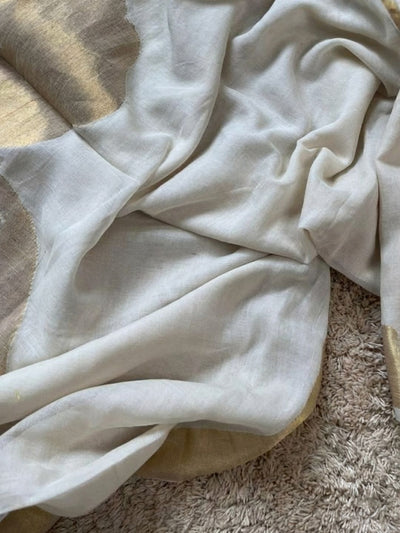 Indiehaat | Pure Mul Cotton Handloom Saree White