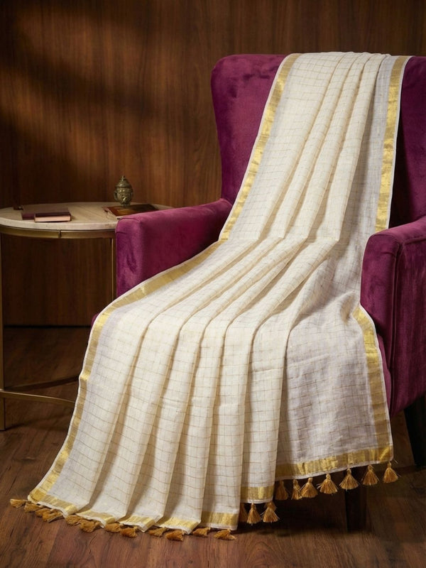 Indiehaat | Pure Mul Cotton Sequin Saree White