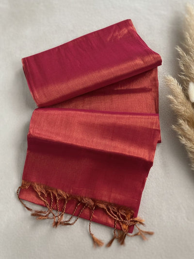 Indiehaat | Pure Tissue Cotton Handloom Saree Red