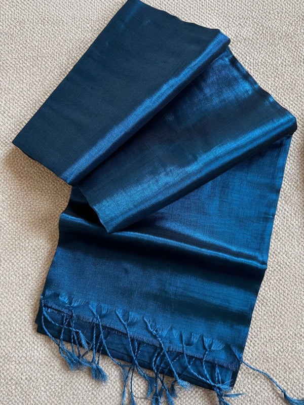 Indiehaat | Pure Tissue Cotton Handloom Saree Blue