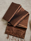 Indiehaat | Pure Tissue Cotton Handloom Saree Brown