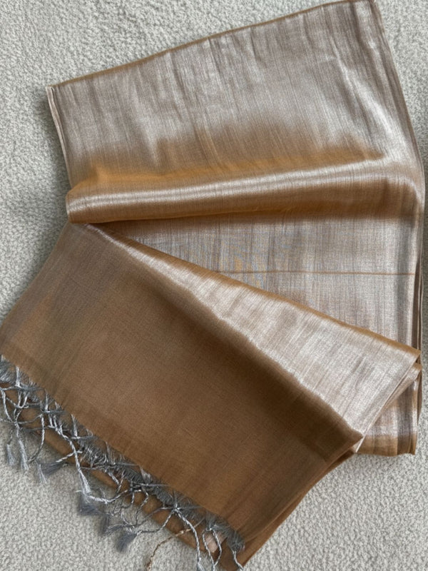 Indiehaat | Pure Tissue Cotton Handloom Saree Gold