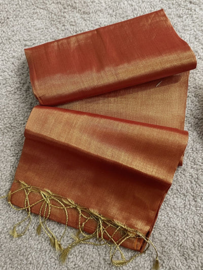 Indiehaat | Pure Tissue Cotton Handloom Saree Brown