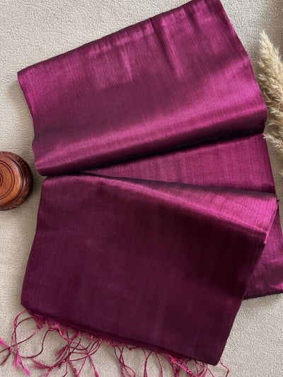 Indiehaat | Pure Tissue Cotton Handloom Saree Purple