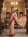 Indiehaat | Pure Tissue Cotton Handloom Saree Beige