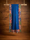 Indiehaat | Applique Kantha Pure Mul Cotton Dupatta Blue