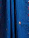 Indiehaat | Applique Kantha Pure Mul Cotton Dupatta Blue