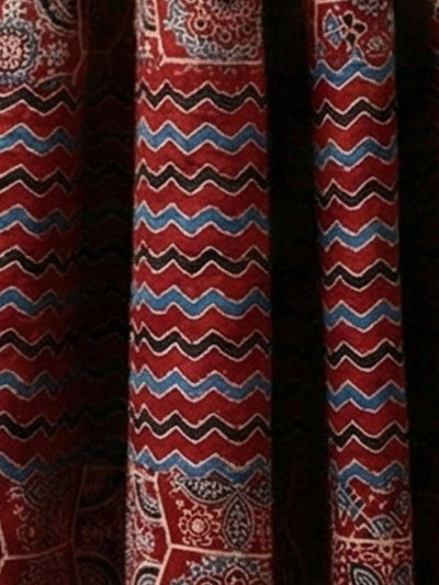 Indiehaat | Applique Kantha Pure Mul Cotton Dupatta Maroon