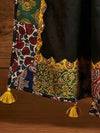 Indiehaat | Applique Kantha Pure Mul Cotton Dupatta Black