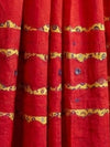 Indiehaat | Applique Kantha Pure Mul Cotton Dupatta Red