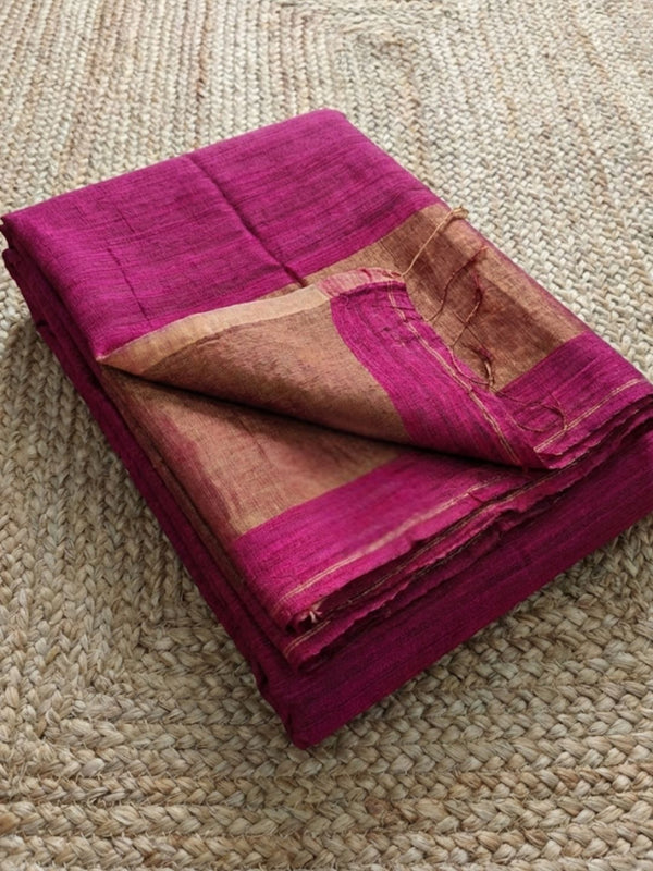 Indiehaat | Silkmark Pure Silk Handloom Saree Pink
