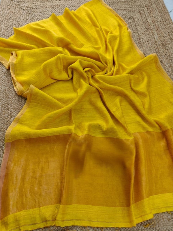 Indiehaat | Silkmark Pure Silk Handloom Saree Yellow