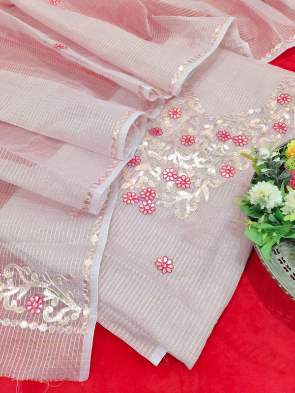 Indiehaat | Kota Cotton Gota Patti Suit Material Pink