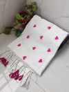 Indiehaat | Pure Khadi Cotton Embroidery Saree White