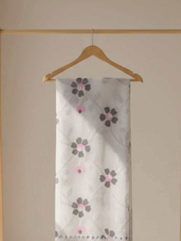 Indiehaat | Pure Muslin Silk Jamdani Saree White