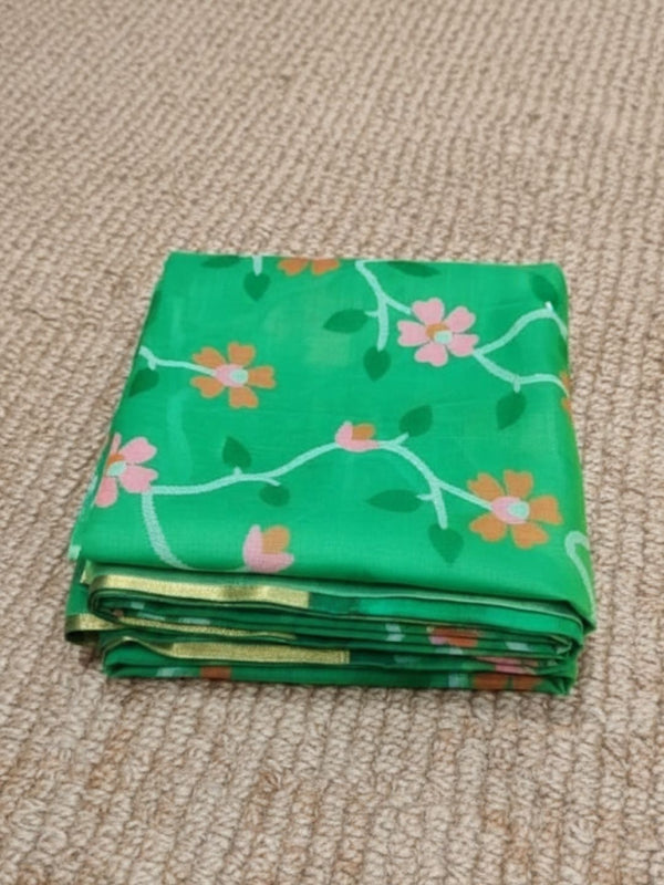 Indiehaat | Pure Muslin Silk Jamdani Saree Green