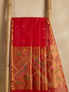 Indiehaat | Pure Muslin Silk Jamdani Sequin Saree Red
