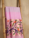 Indiehaat | Pure Muslin Silk Jamdani Sequin Saree Pink