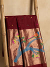 Indiehaat | Pure Muslin Silk Jamdani Sequin Saree Maroon