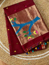 Indiehaat | Pure Muslin Silk Jamdani Sequin Saree Maroon