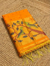Indiehaat | Pure Muslin Silk Jamdani Sequin Saree Yellow