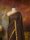 Indiehaat | Pure Linen Jamdani Handloom Saree Brown