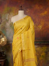 Indiehaat | Pure Linen Jamdani Handloom Saree Yellow