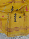 Indiehaat | Pure Linen Jamdani Handloom Saree Yellow