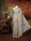 Indiehaat | Pure Linen Jamdani Handloom Saree Gray