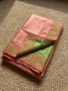 Indiehaat | Silkmark Tussar Silk Embroidery Saree Peach