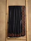 Indiehaat | Silkmark Tussar Silk Embroidery Saree Black