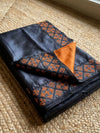 Indiehaat | Silkmark Tussar Silk Embroidery Saree Black