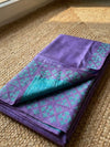Indiehaat | Silkmark Tussar Silk Embroidery Saree Purple