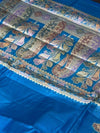 Indiehaat | Silkmark Tussar Silk Meenakari Saree Blue
