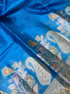 Indiehaat | Silkmark Tussar Silk Meenakari Saree Blue