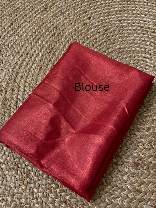 Indiehaat | Silkmark Tussar Silk Meenakari Saree Red
