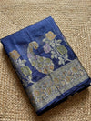 Indiehaat | Silkmark Tussar Silk Meenakari Saree Blue