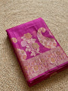 Indiehaat | Silkmark Tussar Silk Meenakari Saree Pink