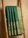Indiehaat | Silkmark Tussar Silk Meenakari Saree Green