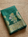 Indiehaat | Silkmark Tussar Silk Meenakari Saree Green
