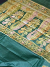 Indiehaat | Silkmark Tussar Silk Meenakari Saree Green