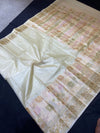 Indiehaat | Silkmark Tussar Silk Meenakari Saree White