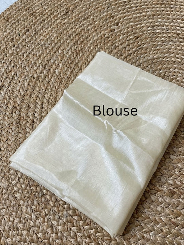 Indiehaat | Silkmark Tussar Silk Meenakari Saree White