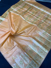 Indiehaat | Silkmark Tussar Silk Meenakari Saree Peach