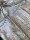 Indiehaat | Silkmark Tussar Silk Meenakari Saree Gray