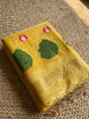 Indiehaat | Handloom Silk Linen Jamdani Saree Yellow