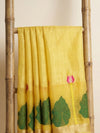 Indiehaat | Handloom Silk Linen Jamdani Saree Yellow