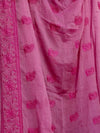 Indiehaat | Pure Mul Cotton Chikankari Saree Pink