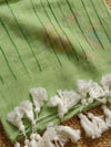 Indiehaat | Pure Mul Cotton Hand Printed Saree Green